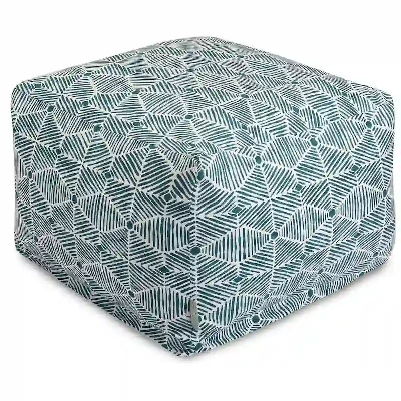 Majestic Home Goods Indoor Charlie Cotton Ottoman Pouf 27 in L x 27 in W x 17 in H