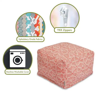 Majestic Home Goods Indoor Charlie Cotton Ottoman Pouf 27 in L x 27 in W x 17 in H