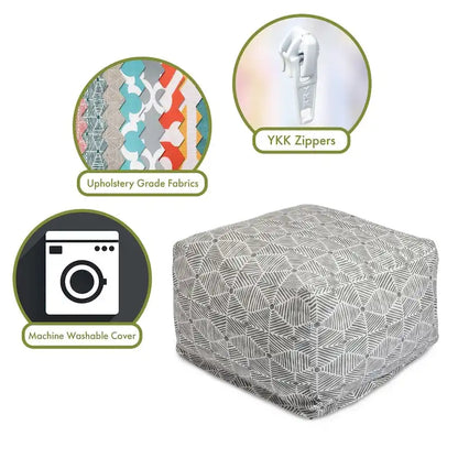 Majestic Home Goods Indoor Charlie Cotton Ottoman Pouf 27 in L x 27 in W x 17 in H