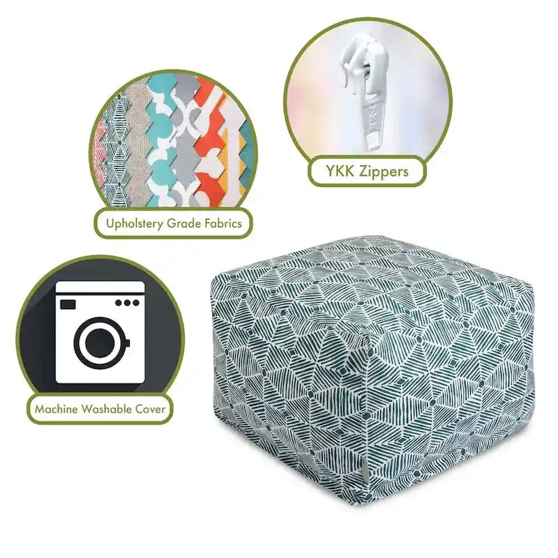 Majestic Home Goods Indoor Charlie Cotton Ottoman Pouf 27 in L x 27 in W x 17 in H