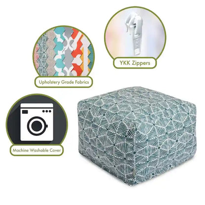 Majestic Home Goods Indoor Charlie Cotton Ottoman Pouf 27 in L x 27 in W x 17 in H