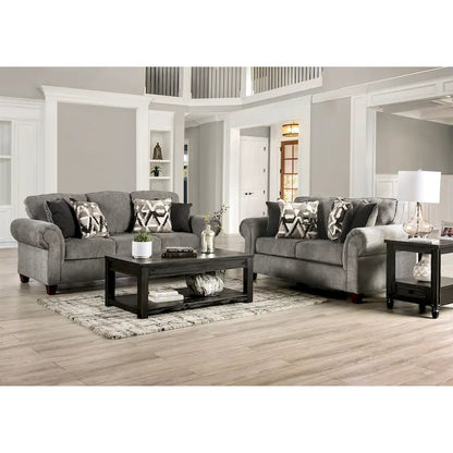 Mecia Transitional Chenille Rolled Arms 2-Piece Sofa Set by Furniture of America