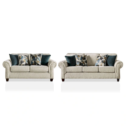 Mecia Transitional Chenille Rolled Arms 2-Piece Sofa Set by Furniture of America