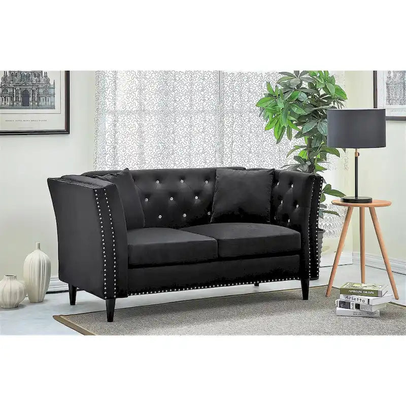 Gracewood Hollow Sukikim Velvet Loveseat