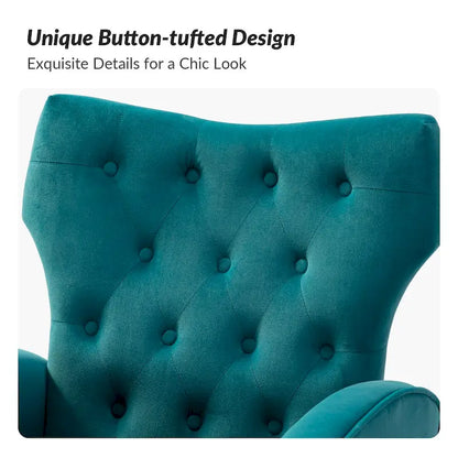 Danita Contemporary Velvet Wingback Tufted Chair With Gold Flared Metal Legs Set Of 2 by HULALA HOME