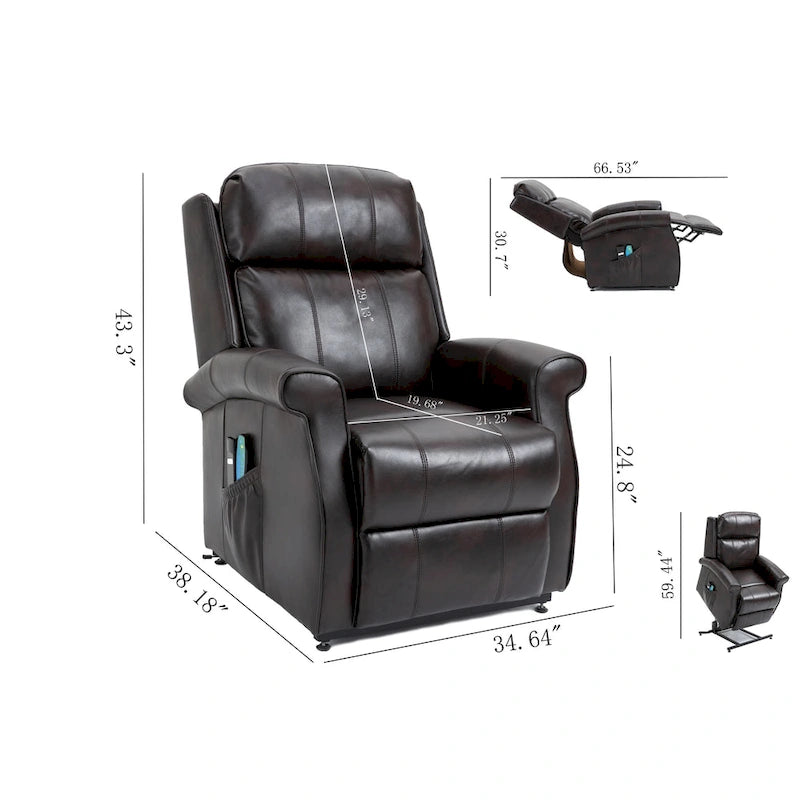 GZMR Faux Leather Elderly Power Lift Recliner Chair
