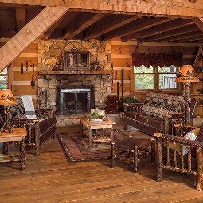 Hickory Log Footstool