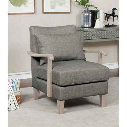 Perth Contemporary Grey Fabric Cushioned Accent Chair by Furniture of America