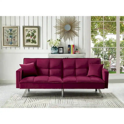 Comfortable Velvet Multi-position Sleeper Sofa Bed