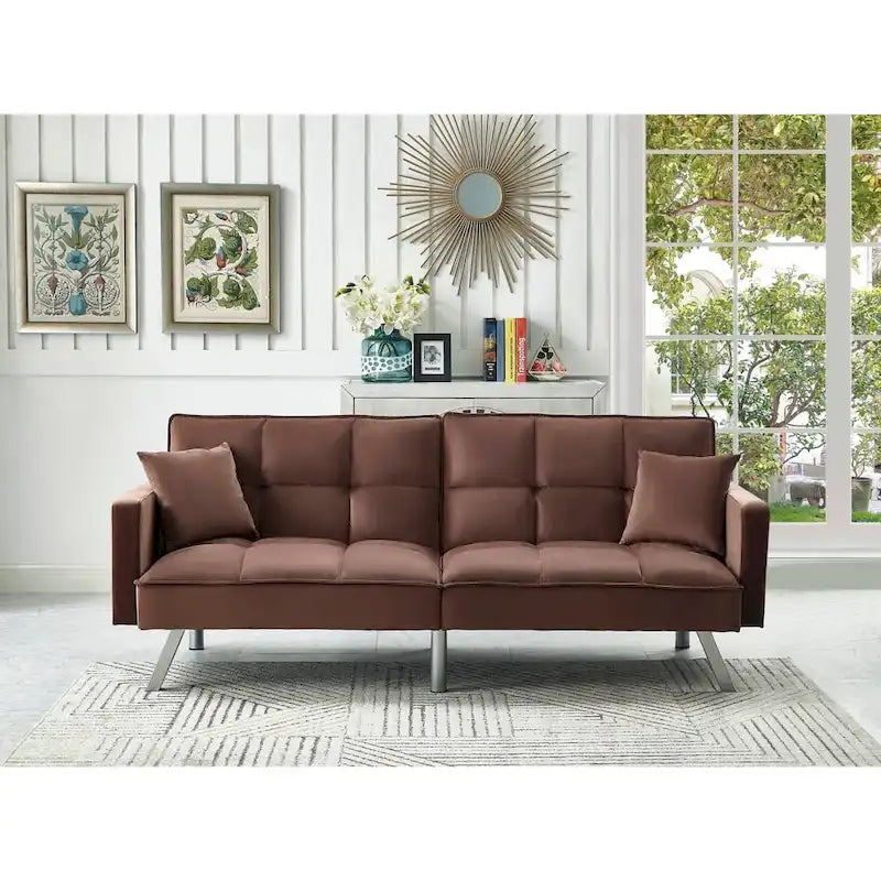 Comfortable Velvet Multi-position Sleeper Sofa Bed