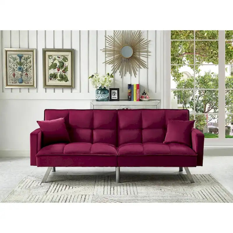 Comfortable Velvet Multi-position Sleeper Sofa Bed