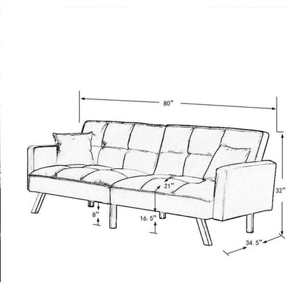 Comfortable Velvet Multi-position Sleeper Sofa Bed