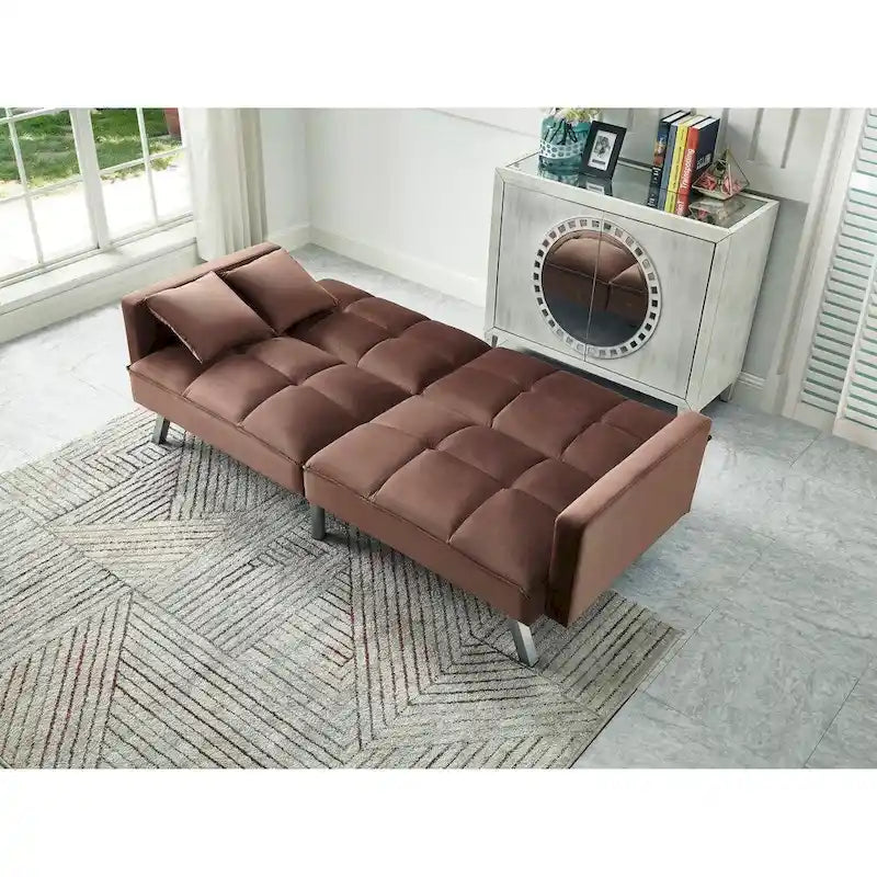 Comfortable Velvet Multi-position Sleeper Sofa Bed