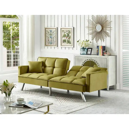 Comfortable Velvet Multi-position Sleeper Sofa Bed