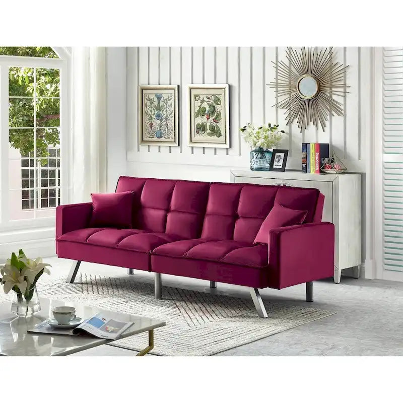 Comfortable Velvet Multi-position Sleeper Sofa Bed
