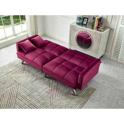 Comfortable Velvet Multi-position Sleeper Sofa Bed