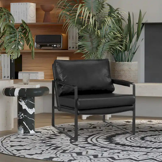 Art Leon Modern PU Leather Upholstered Arm Chair with Steel Frame