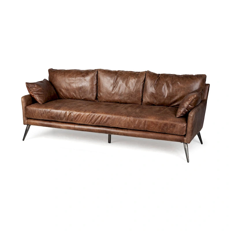 Cochrane II Brown Genuine Leather Sofa - 82.0L x 33.0W x 32.3H