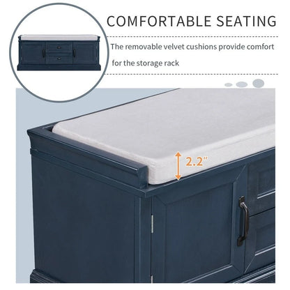 Storage Bench with 2 Drawers and 2 Cabinets