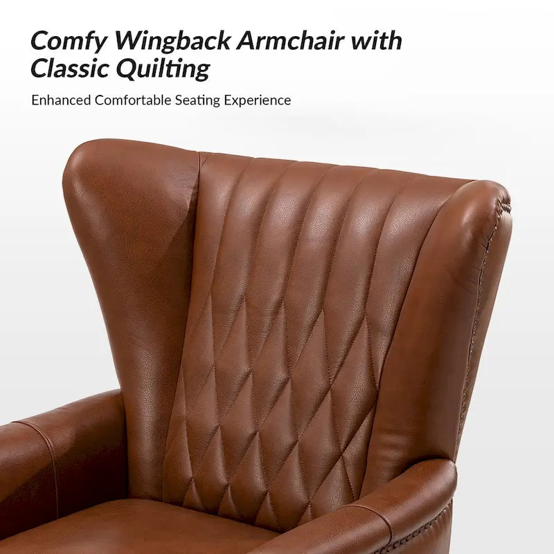 Xaver Traditional Genuine Leather Armchair With Solid Wood Legs by HULALA HOME