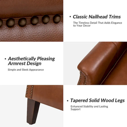 Xaver Traditional Genuine Leather Armchair With Solid Wood Legs by HULALA HOME