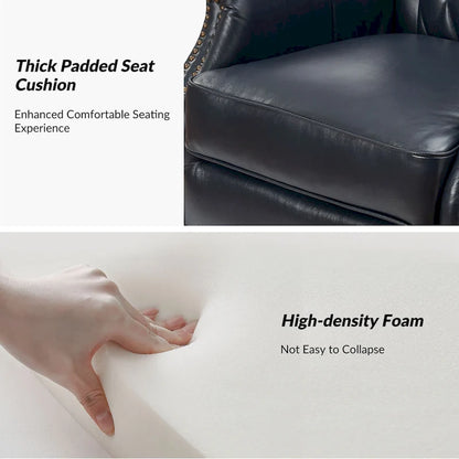 Xaver Traditional Genuine Leather Armchair With Solid Wood Legs by HULALA HOME