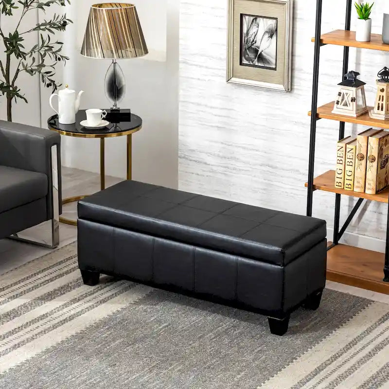 York Upholstered Quilted Stitched Flip-Top Storage Bench