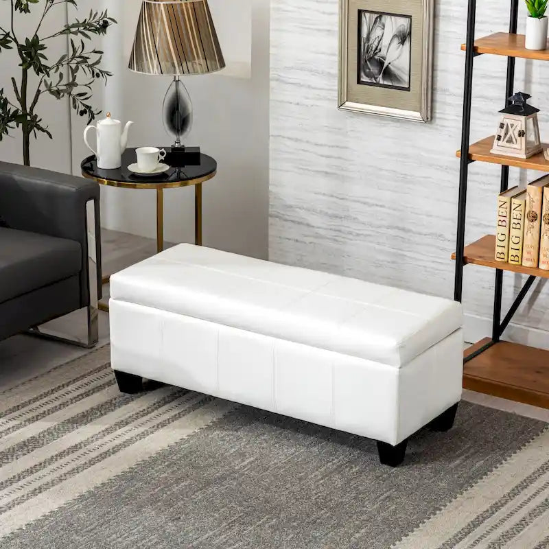 York Upholstered Quilted Stitched Flip-Top Storage Bench