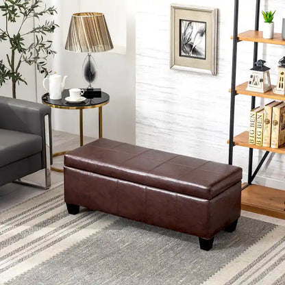 York Upholstered Quilted Stitched Flip-Top Storage Bench