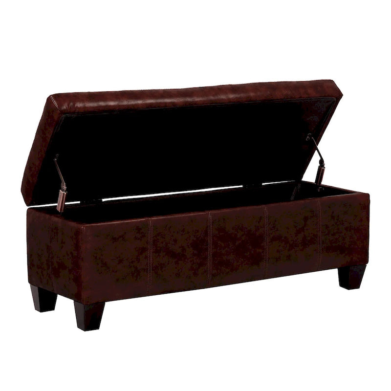York Upholstered Quilted Stitched Flip-Top Storage Bench