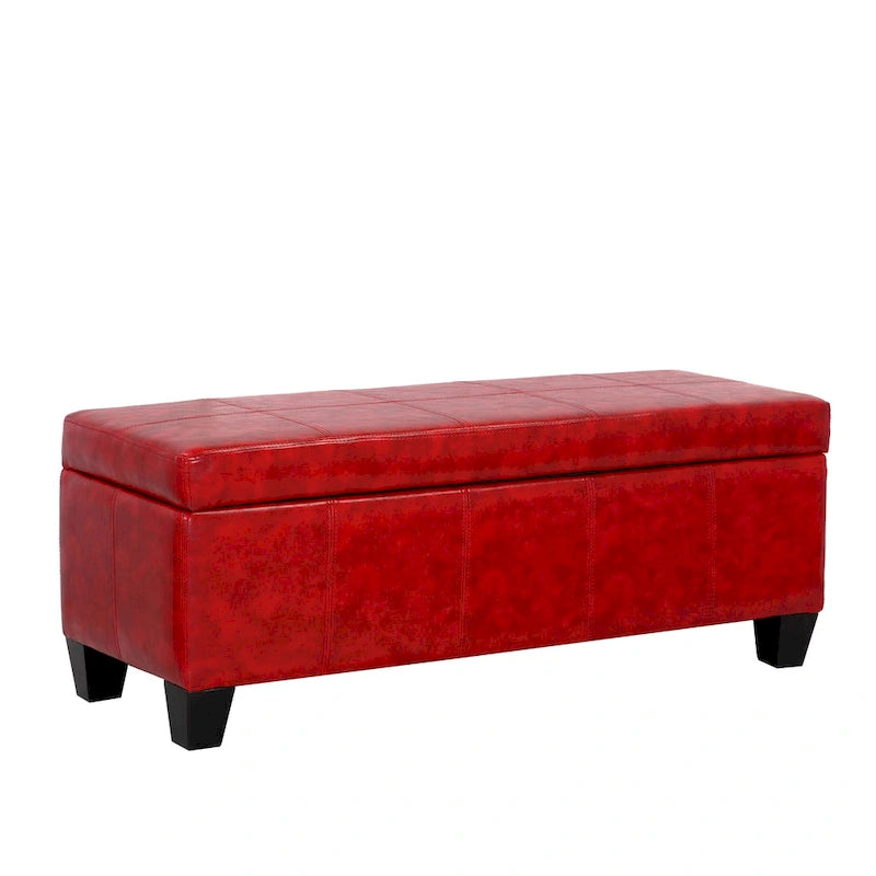 York Upholstered Quilted Stitched Flip-Top Storage Bench