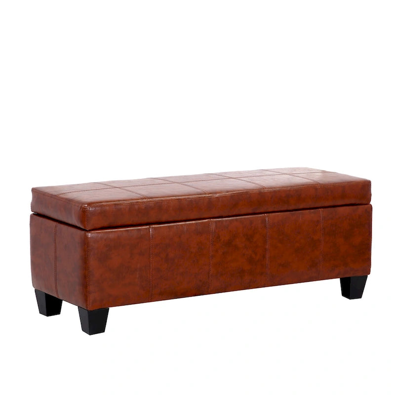 York Upholstered Quilted Stitched Flip-Top Storage Bench