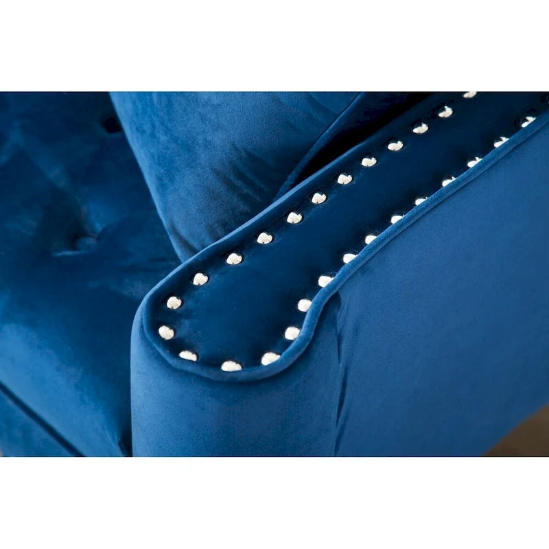 Modern Tufted Fabric Upholstered Sofa with Ottoman