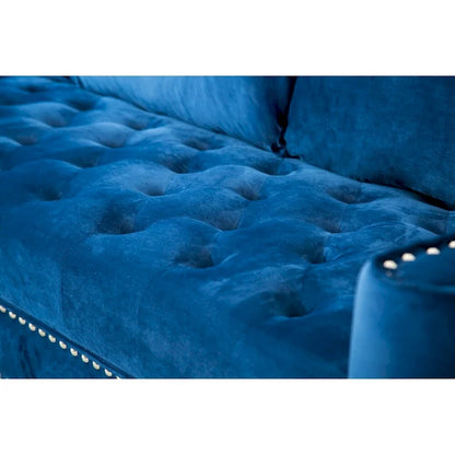 Modern Tufted Fabric Upholstered Sofa with Ottoman