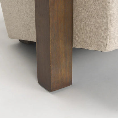 Sovereign Beige Fabric w/ Dark Brown Solid Wood Frame Accent Chair