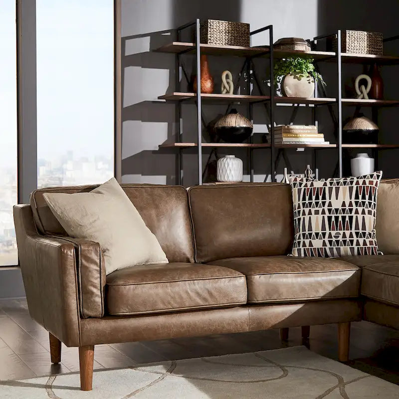 Darius Tan Oxford Leather Sectional Sofa by iNSPIRE Q Modern