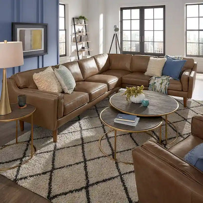 Darius Tan Oxford Leather Sectional Sofa by iNSPIRE Q Modern