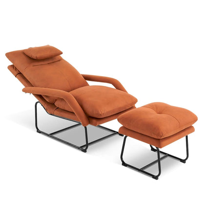 MCombo Accent Recliner with Ottoman, Armchairs with Adjustable Backrest for Living Room Bedroom, Leathaire Fabric 4233