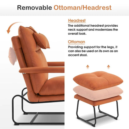 MCombo Accent Recliner with Ottoman, Armchairs with Adjustable Backrest for Living Room Bedroom, Leathaire Fabric 4233