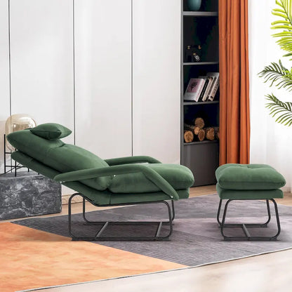 MCombo Accent Recliner with Ottoman, Armchairs with Adjustable Backrest for Living Room Bedroom, Leathaire Fabric 4233