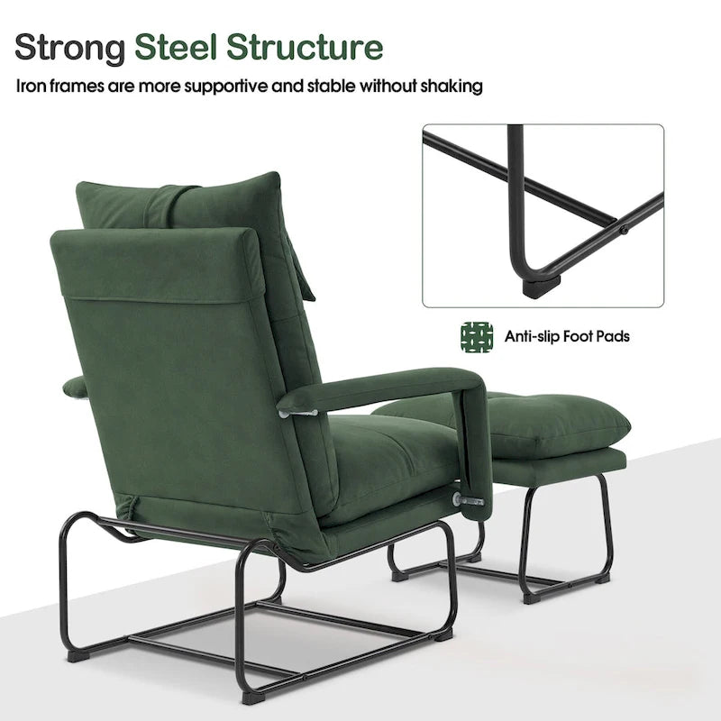 MCombo Accent Recliner with Ottoman, Armchairs with Adjustable Backrest for Living Room Bedroom, Leathaire Fabric 4233