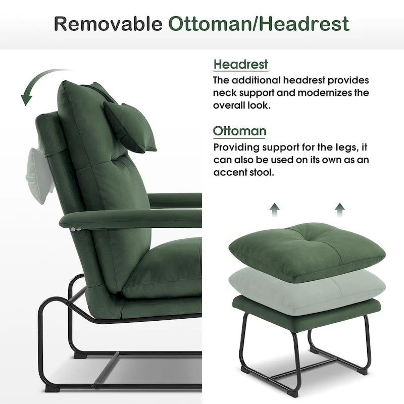 MCombo Accent Recliner with Ottoman, Armchairs with Adjustable Backrest for Living Room Bedroom, Leathaire Fabric 4233