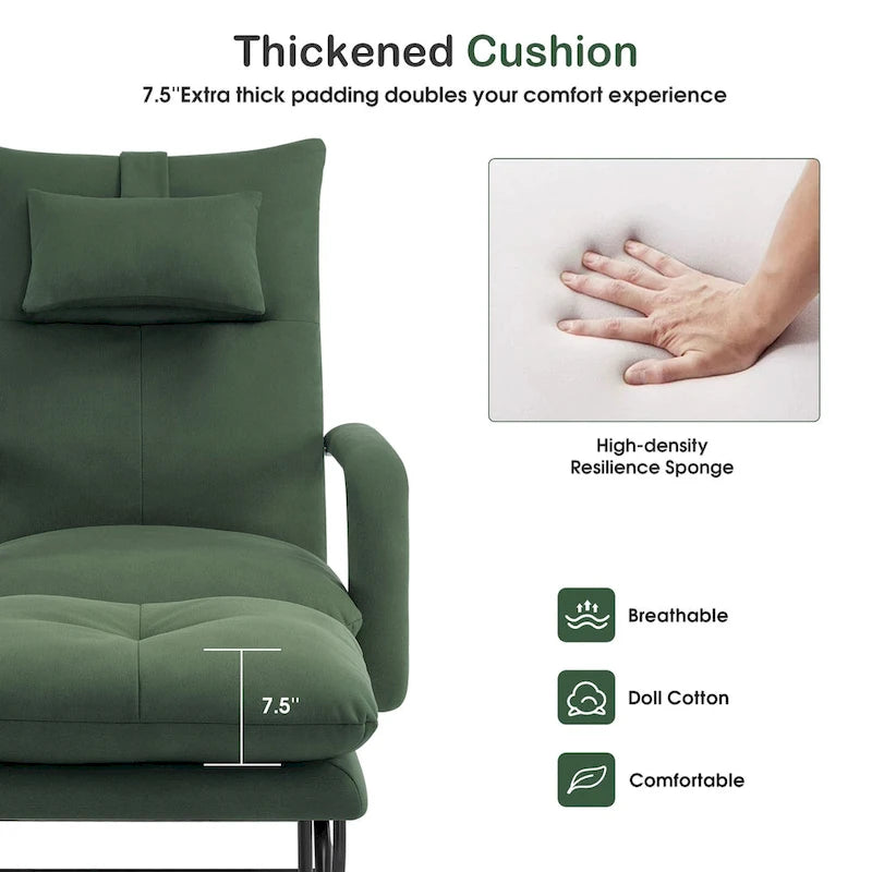 MCombo Accent Recliner with Ottoman, Armchairs with Adjustable Backrest for Living Room Bedroom, Leathaire Fabric 4233