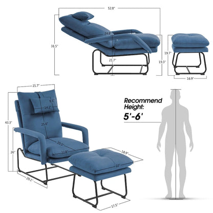 MCombo Accent Recliner with Ottoman, Armchairs with Adjustable Backrest for Living Room Bedroom, Leathaire Fabric 4233