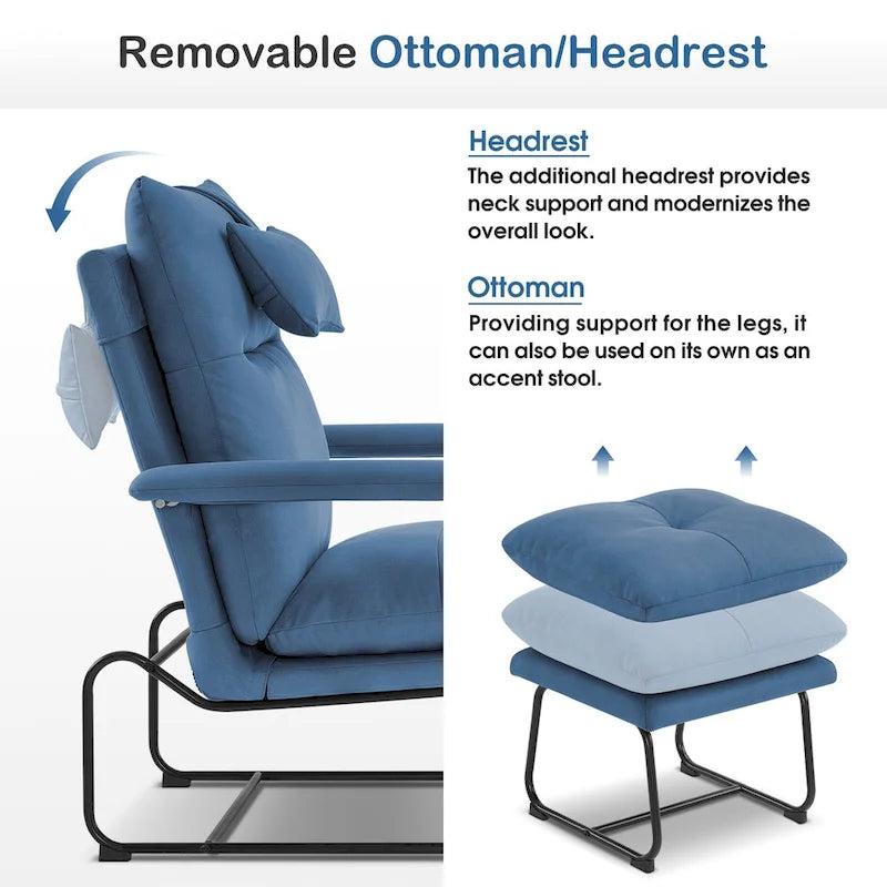 MCombo Accent Recliner with Ottoman, Armchairs with Adjustable Backrest for Living Room Bedroom, Leathaire Fabric 4233