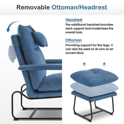 MCombo Accent Recliner with Ottoman, Armchairs with Adjustable Backrest for Living Room Bedroom, Leathaire Fabric 4233