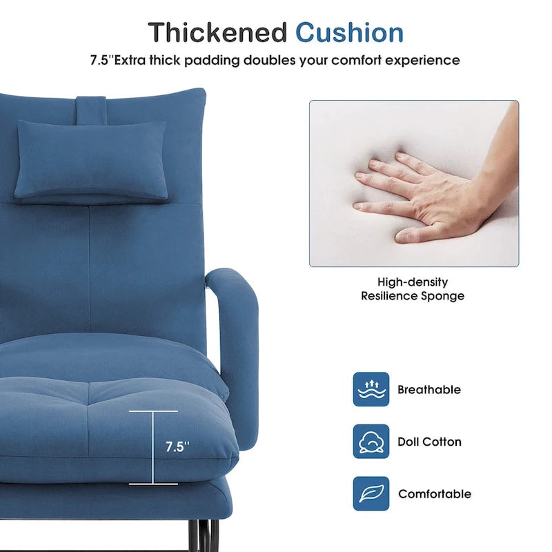 MCombo Accent Recliner with Ottoman, Armchairs with Adjustable Backrest for Living Room Bedroom, Leathaire Fabric 4233