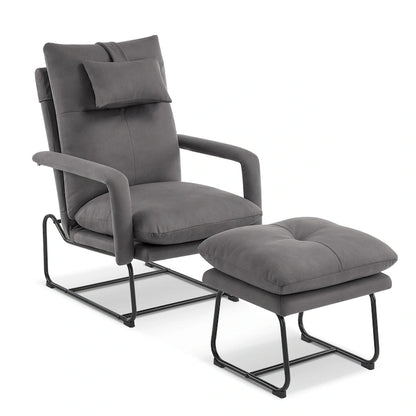 MCombo Accent Recliner with Ottoman, Armchairs with Adjustable Backrest for Living Room Bedroom, Leathaire Fabric 4233