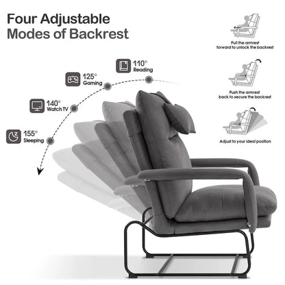 MCombo Accent Recliner with Ottoman, Armchairs with Adjustable Backrest for Living Room Bedroom, Leathaire Fabric 4233