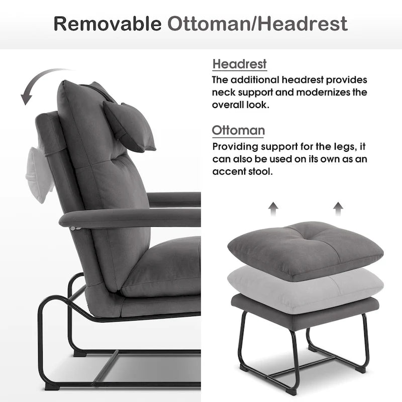 MCombo Accent Recliner with Ottoman, Armchairs with Adjustable Backrest for Living Room Bedroom, Leathaire Fabric 4233